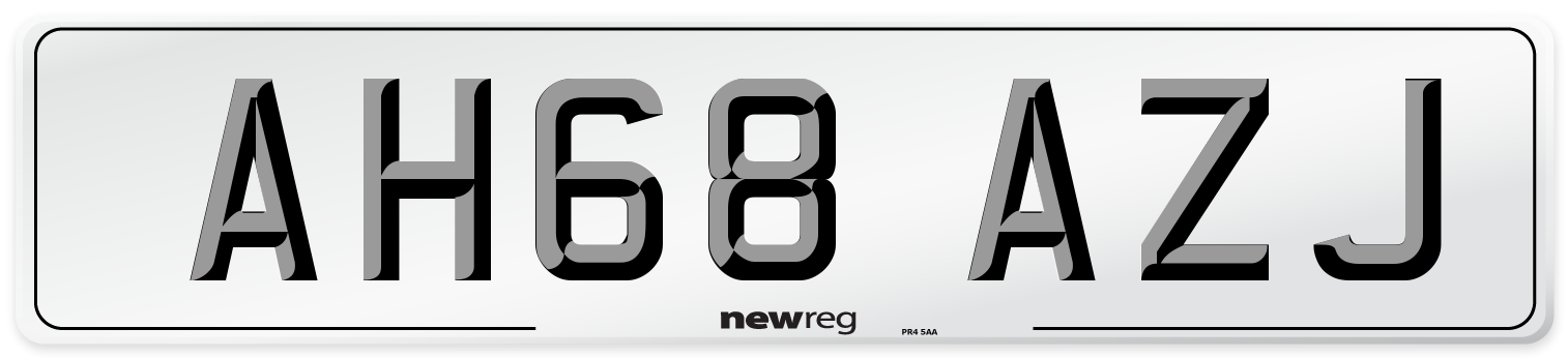 AH68 AZJ Number Plate from New Reg